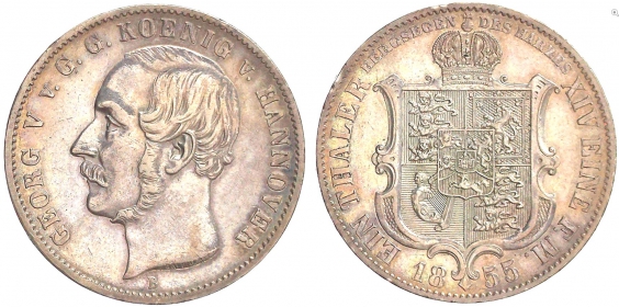 Braunschweig-Calenberg-Hannover - 1855 B - Georg V. (1851-1866) - Ausbeutetaler - vz