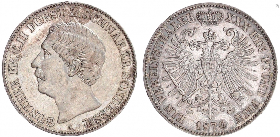 Schwarzburg-Sonderhausen - 1870 A - Günther Friedrich Carl (1835-1880) - Vereinstaler - vz-st