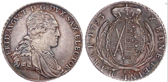 Sachsen - 1793  IEC - Friedrich August III. (1763-1806) - Konventionstaler - ss-vz