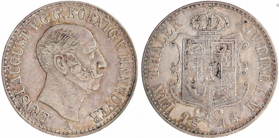 Braunschweig-Calenberg-Hannover - 1848 A - Ernst August 1837-1851) - Taler - ss