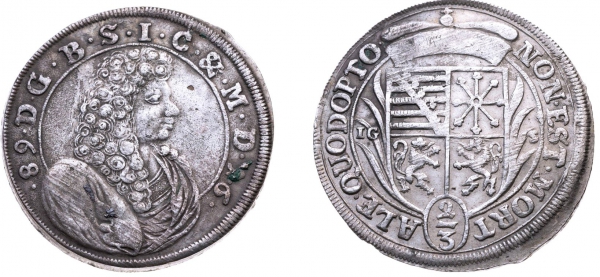 Sachsen-Meiningen - 1689 IGS - Bernhard I. (1680-1706) - 2/3 Taler - ss-vz