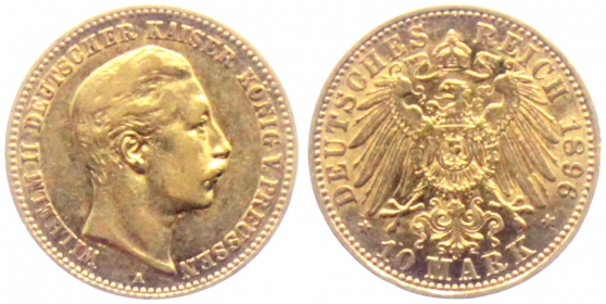 Preussen - J 251 - 1896 A - Wilhelm II. (1888-1918) - 10 Mark - f.vz
