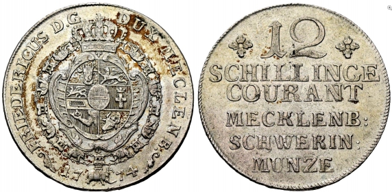 Mecklenburg-Schwerin - 1774 - Friedrich (1756-1785) - 12 Schilling - vz-st
