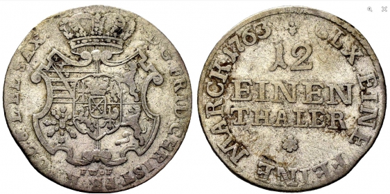 Sachsen - 1763 IWöF - Friedrich Christian (1763) - 1/12 Taler / Doppelgroschen - ss-vz