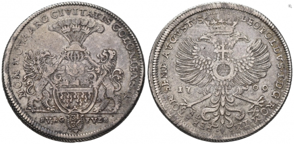 Köln, Stadt - 1700 - Stadtwappen -  Titel Leopold I. - Taler - f.vz