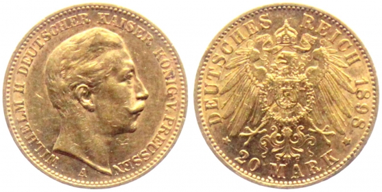 Preussen - J 252 - 1898 A - Wilhelm II. (1888-1918) - 20 Mark - ss-vz