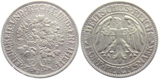 Weimarer Republik - J 331 - 1932 J - Eichbaum - 5 Reichsmark - ss