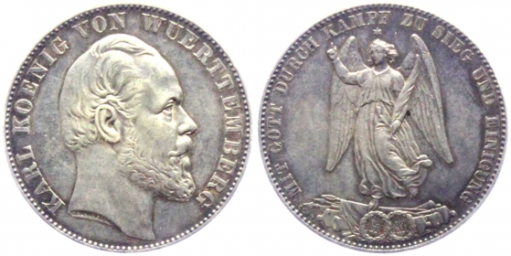 Württemberg - 1871 - König Karl (1864-1891) - Siegestaler - vz