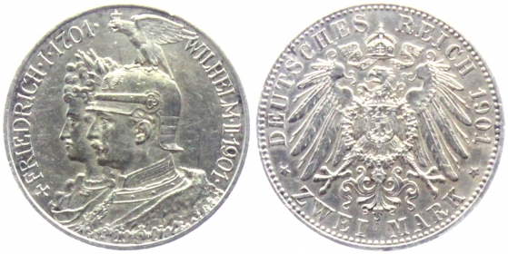 Preussen - J 105 - 1901 - Kaiser Wilhelm II. (1888-1918)- 200-Jahrfeier - 2 Mark - f.vz