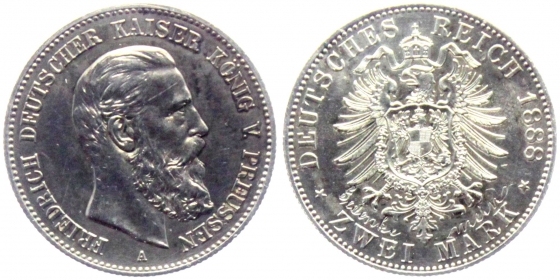 Preussen - J 98 - 1888 A - Friedrich III. (1888) - 2 Mark - vz