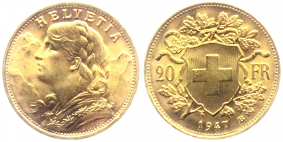 Schweiz - 1947 - Vrenerli - 20 Franken - f.st