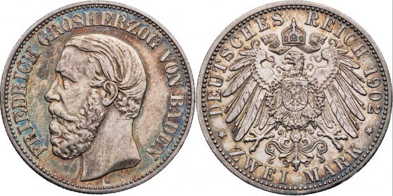 Baden - J 28 - 1902 G - Friedrich I. von Baden (1856-1907) - 2 Mark - vz