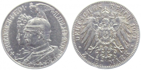 Preussen - J 105 - 1901 - Kaiser Wilhelm II. (1888-1918)- 200-Jahrfeier - 2 Mark - ss-vz