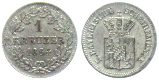 Bayern - 1864 - Maximilian II. Joseph (1848-1864) - 1 Kreuzer - st