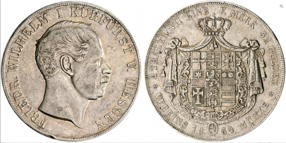 Hessen-Kassel - 1854 - Friedrich Wilhelm I. (1847-1866) - Doppeltaler - ss+