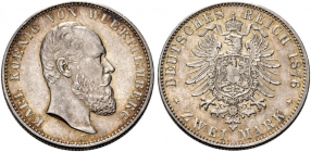 Württemberg - J 172 1876 F - Karl (1864 - 1891) - 2 Mark - vz+ - AU 58 - in NGC-Slab