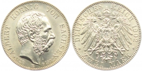 Sachsen - J 127 - 1902 E - Albert (1873 - 1902) - Auf den Tod mit Lebensdaten - 2 Mark - st - in NGC-Slab