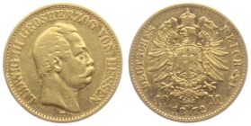 Hessen - J 213 - 1872 H - Ludwig III. (1848 - 1877) - 10 Mark ss-vz