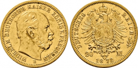 Preussen - J 243 - 1872 B - Kaiser Wilhelm I. (1861 - 1888) - 20 Mark - vz-st min. RF