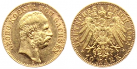 Sachsen - J 265 - 1904 E - Georg (1902 - 1904) - 10 Mark - vz min. RF