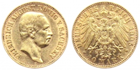 Sachsen - J 267 - 1905 E - Friedrich August III. (1904 - 1918) - 10 Mark - vz min. RF