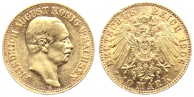 Sachsen - J 267 - 1906 E - Friedrich August III. (1904 - 1918) - 10 Mark - vz min. RF