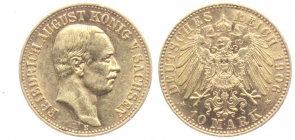 Sachsen - J 267 - 1906 E - Friedrich August III. (1904 - 1918) - 10 Mark - vz min. RF