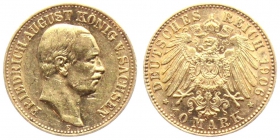 Sachsen - J 267 - 1906 E - Friedrich August III. (1904 - 1918) - 10 Mark - vz - Kr.