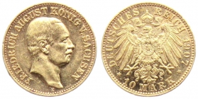 Sachsen - J 267 - 1907 E - Friedrich August III. (1904 - 1918) - 10 Mark - vz min. RF