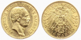 Sachsen - J 267 - 1907 E - Friedrich August III. (1904 - 1918) - 10 Mark - vz