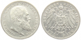 Württemberg - J 175 - 1909 F - Wilhelm II. (1891 - 1918) - 3 Mark - ss