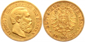 Hessen - J 219 - 1888 A - Ludwig IV. (1877 - 1892) - 10 Mark ss-vz