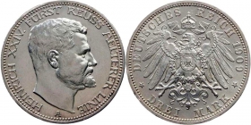 Reuß, ältere Linie - J 119 - 1909 A - Heinrich XXIV. (1902 - 1918) - 3 Mark - vz min. RF