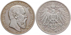 Hessen - J 70 - 1891 A - Ludwig IV. (1877 - 1892) - 2 Mark - ss