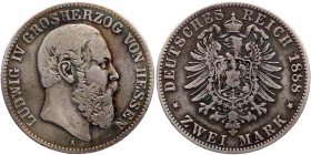 Hessen - J 68 - 1888 A - Lugwig IV. (1877 - 1892) - 2 Mark - ss