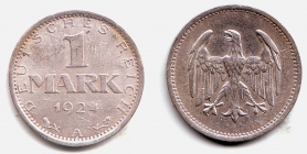 Weimarer Republik - J 311 - 1924 A - 1 Mark - vz