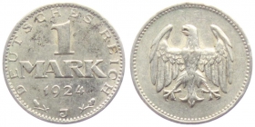 Weimarer Republik - J 311 - 1924 J - 1 Mark - ss-vz