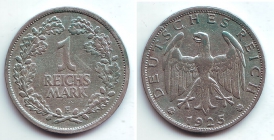 Weimarer Republik - J 319 - 1925 E - 1 Reichsmark - vz
