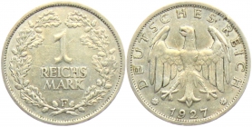 Weimarer Republik - J 319 - 1927 F - 1 Reichsmark - vz