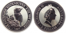 Australien - 1997 - Kookaburra - 2 Unzen - 2 Dollars - st / BU in Originalkapsel