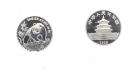 China - 1990 - Panda - 10 Yuan - mit Querstrich an der Jahreszahl - st - in Kapsel originalverschweißt