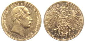 Mecklenburg-Schwerin - J 232 - 1878 A - Friedrich Franz III.. (1883 - 1897) - 10 Mark ss