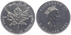 Kanada - 1998 - Maple Leaf - 1 Unze - 5 Dollars - st