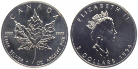 Kanada - 1994 - Maple Leaf - 1 Unze - 5 Dollars - unc.