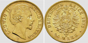Bayern - J 197 - 1875 D - Ludwig II. (1864 - 1886) - 20 Mark - MS 61 (vz-st) - in NGC-Slab