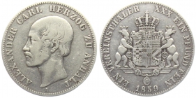 Anhalt - 1859 A - Carl Alexander (1834 - 1863) - Vereinstaler - ss