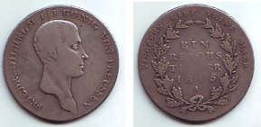 Preussen - 1815 A - Friedrich Wilhelm III. (1797 - 1840) - 1 Reichstaler - s-ss