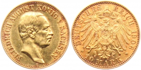 Sachsen - J 267 - 1906 E - Friedrich August III. (1904 - 1918) - 10 Mark - vz