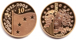 Frankreich - 2005 - 50 Jahre Europaflagge - 10 Euro - PP in Box