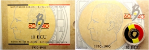 Belgien - 1990 - Baudouin (1951 - 1993) - 60. Geburtstag von König Baudouin - 10 Ecu - PP im Folder